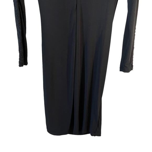 Carmen Marc Valvo Women's Lace Long Sleeve Dress Black 8 Party Feminine Classic - Picture 7 of 10